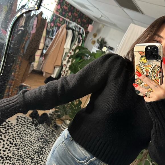 Anthropologie Maeve Crew Neck Pullover Sweater Black Size Small - Picture 5 of 5